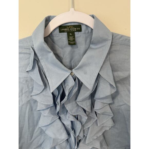 Lauren Ralph Lauren Romantic RUFFLE SHIRT BLOUSE XL - Picture 3 of 9